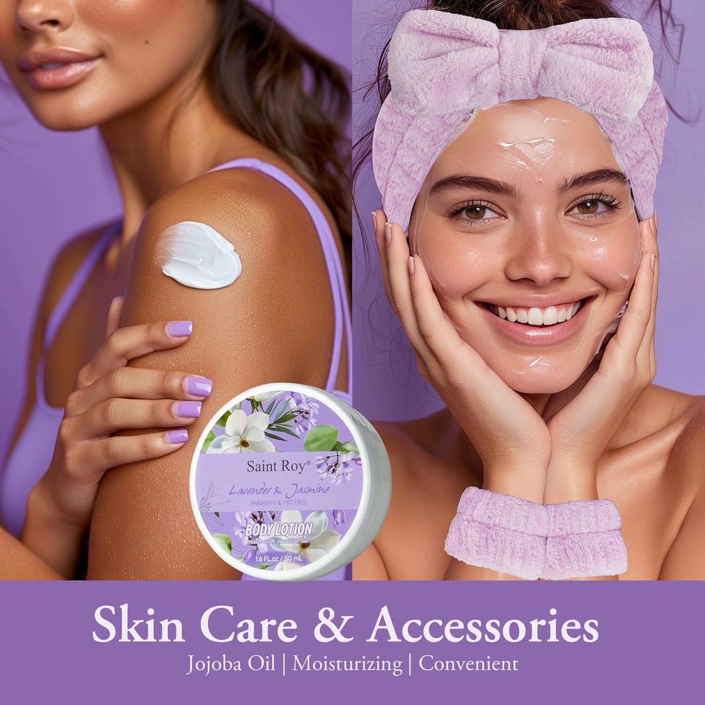 Bath and Body Gift Basket Set for Women - Jasmine Valentines Day Gifts for Women, Spa Gift Basket 13-Piece Bath Gift Set, Gift Set for Ladies Body & Bath Gifts Set Lavender Gift Baskets for Mom
