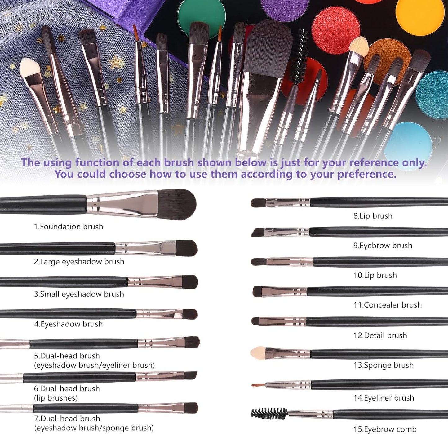 Eyeshadow Palette with 15Pcs Brushes Makeup Set, Pigmented 86 Colors Make up Sets Valentine'S Day Gift, Matte Shimmer Glitter Eye Shadow Pallet Highlighter Contour Blush Powder Brush Beauty Kit