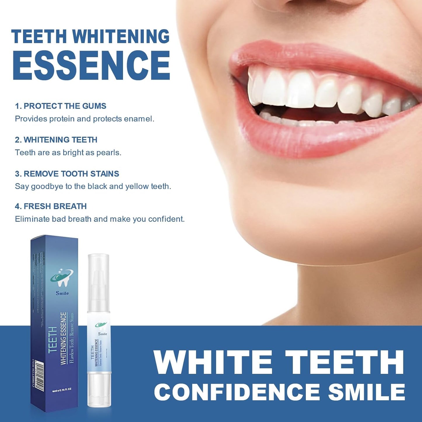 Teeth Whitening Essence Pen for Cleaning Teeth Stains, Freshening Breath and Reducing Yellowing (2Pcs)