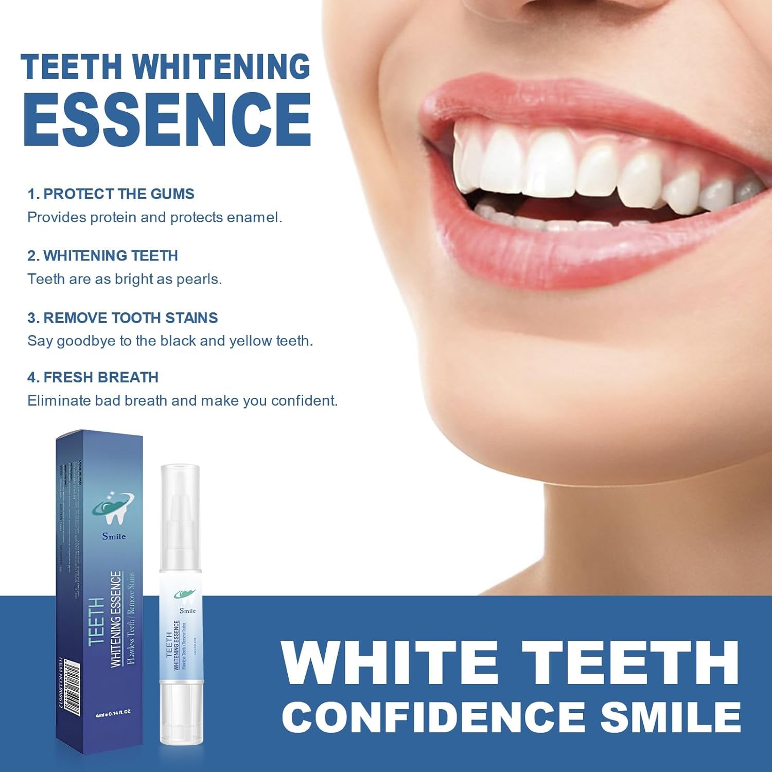 Teeth Whitening Essence Pen for Cleaning Teeth Stains, Freshening Breath and Reducing Yellowing (2Pcs)