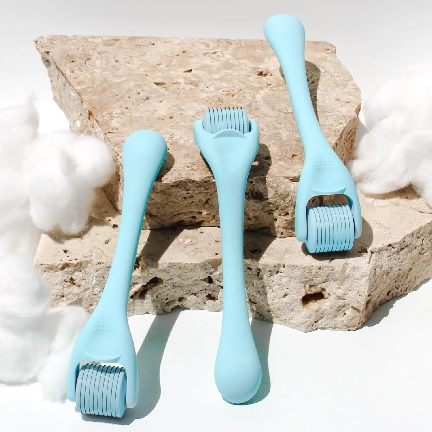 Derma Roller for Hair Beard Facial Skin Face 540 Titanium Microneedle - At-Home Beauty Instrument - Holiday Gift for Men Women (Blue)
