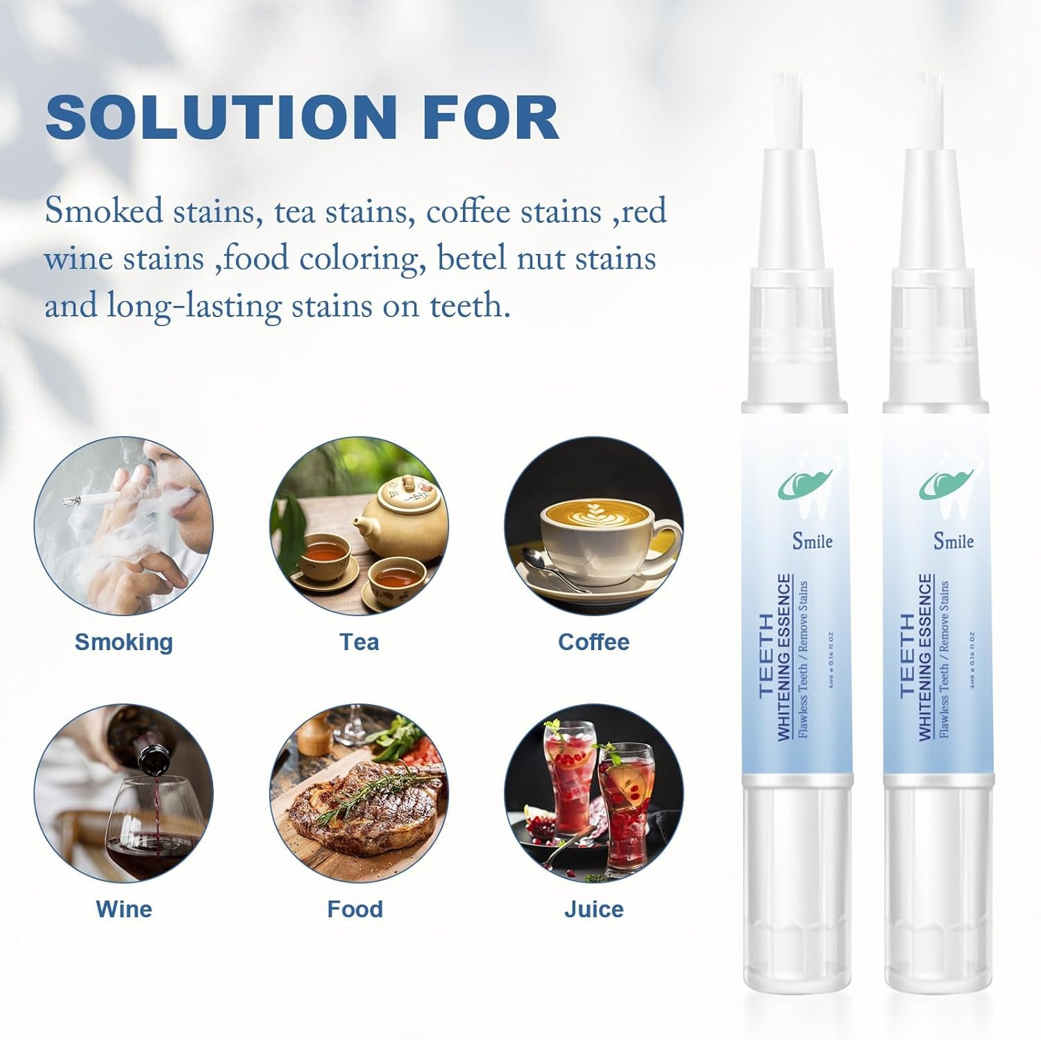 Teeth Whitening Essence Pen for Cleaning Teeth Stains, Freshening Breath and Reducing Yellowing (2Pcs)