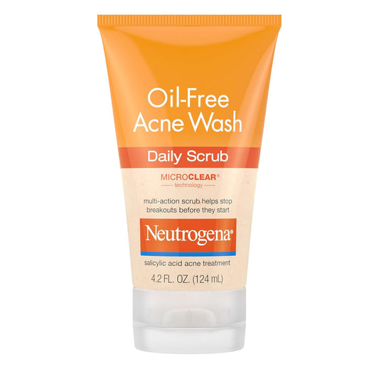 Oil-Free Acne Face Wash with 2% Salicylic Acid, Daily Exfoliating Scrub & Acne Treatment for Oily, Acne-Prone Skin, Clears Breakouts & Blackheads, 4.2 Fl. Oz