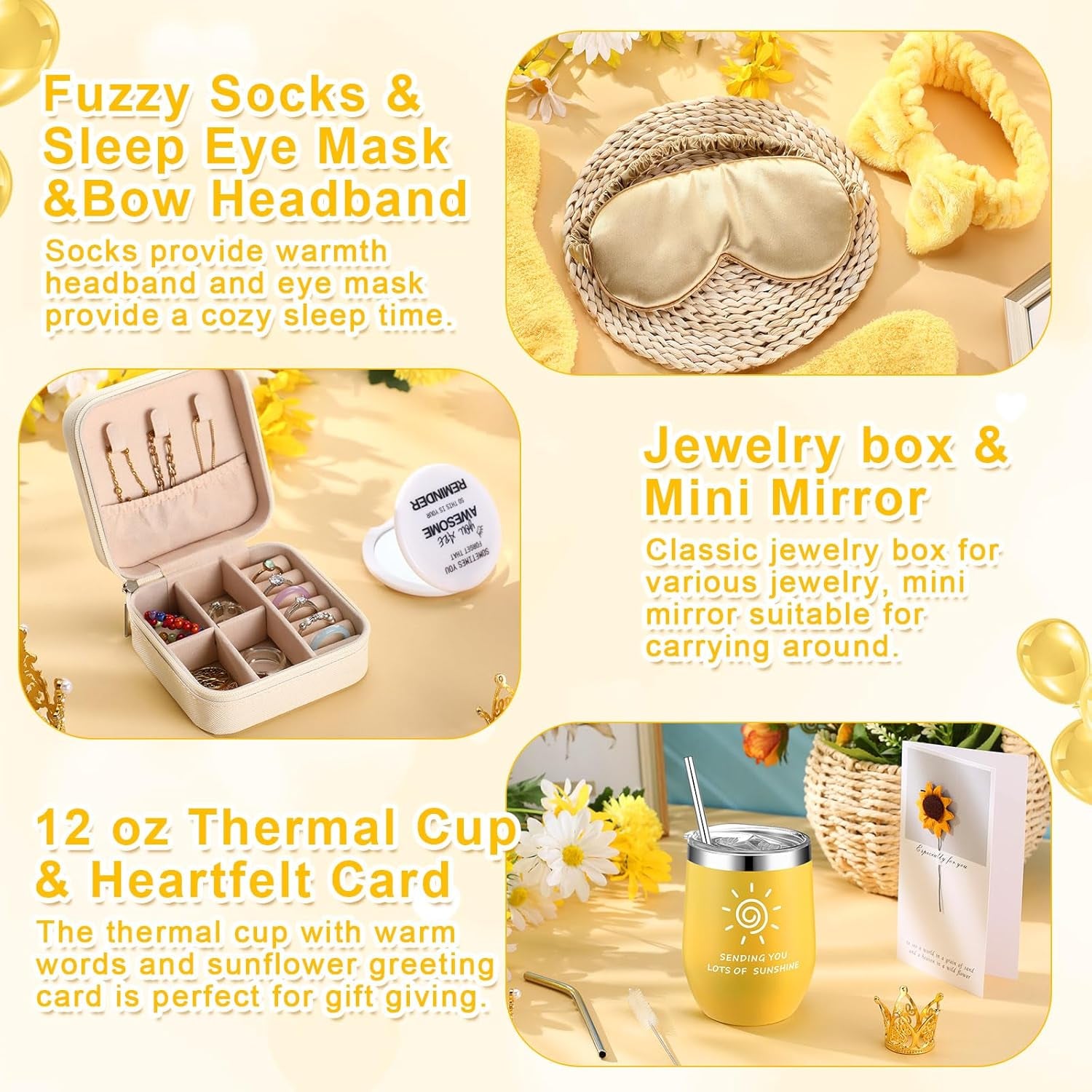 13 Pcs Birthday Gifts for Women Valentine Day Gifts Spa Basket Set for Women Mirrors Socks Steamers Jewelry Case Bath Robe Mom Nurse Girlfriend Wife