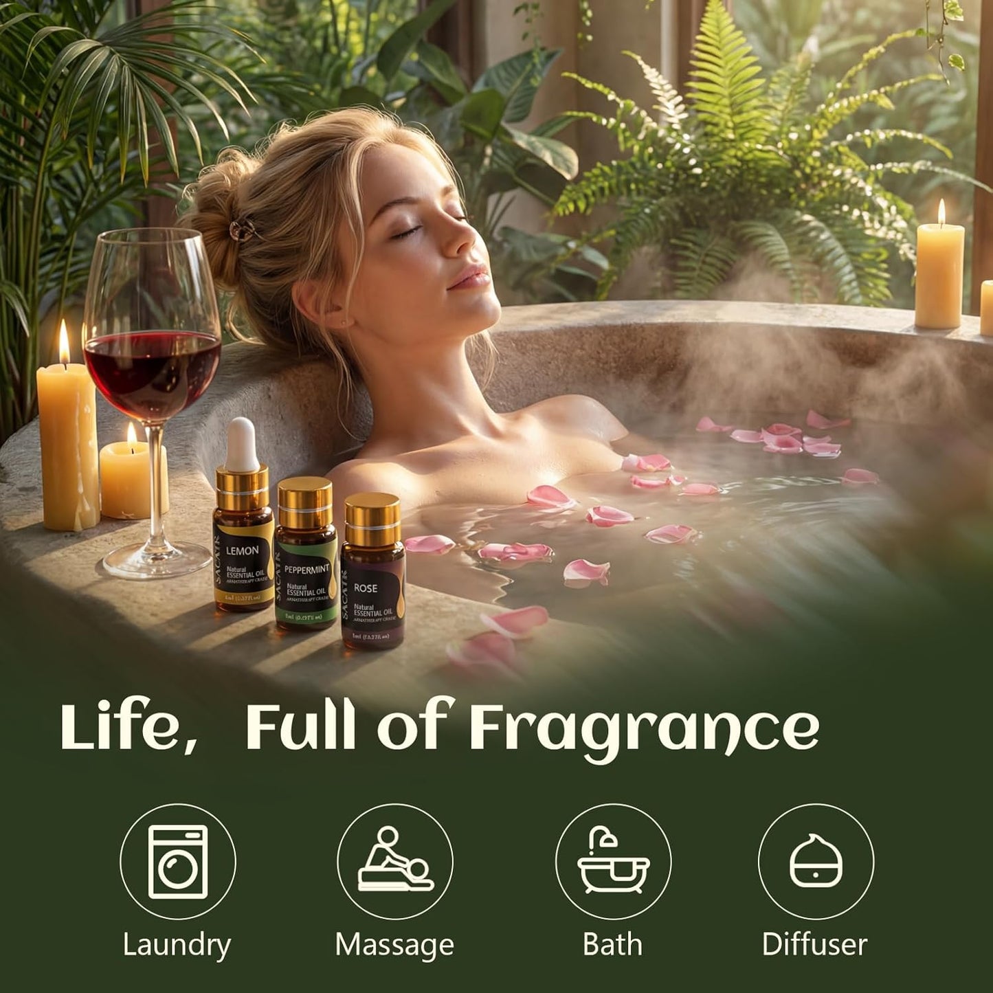 Essential Oils by  Natural Essential Oil Set -12 Essential Oils Gift Set for Diffuser, Massage, Fragrance Oil Scent for DIY Candle and Soap Making (12 * 5ML)