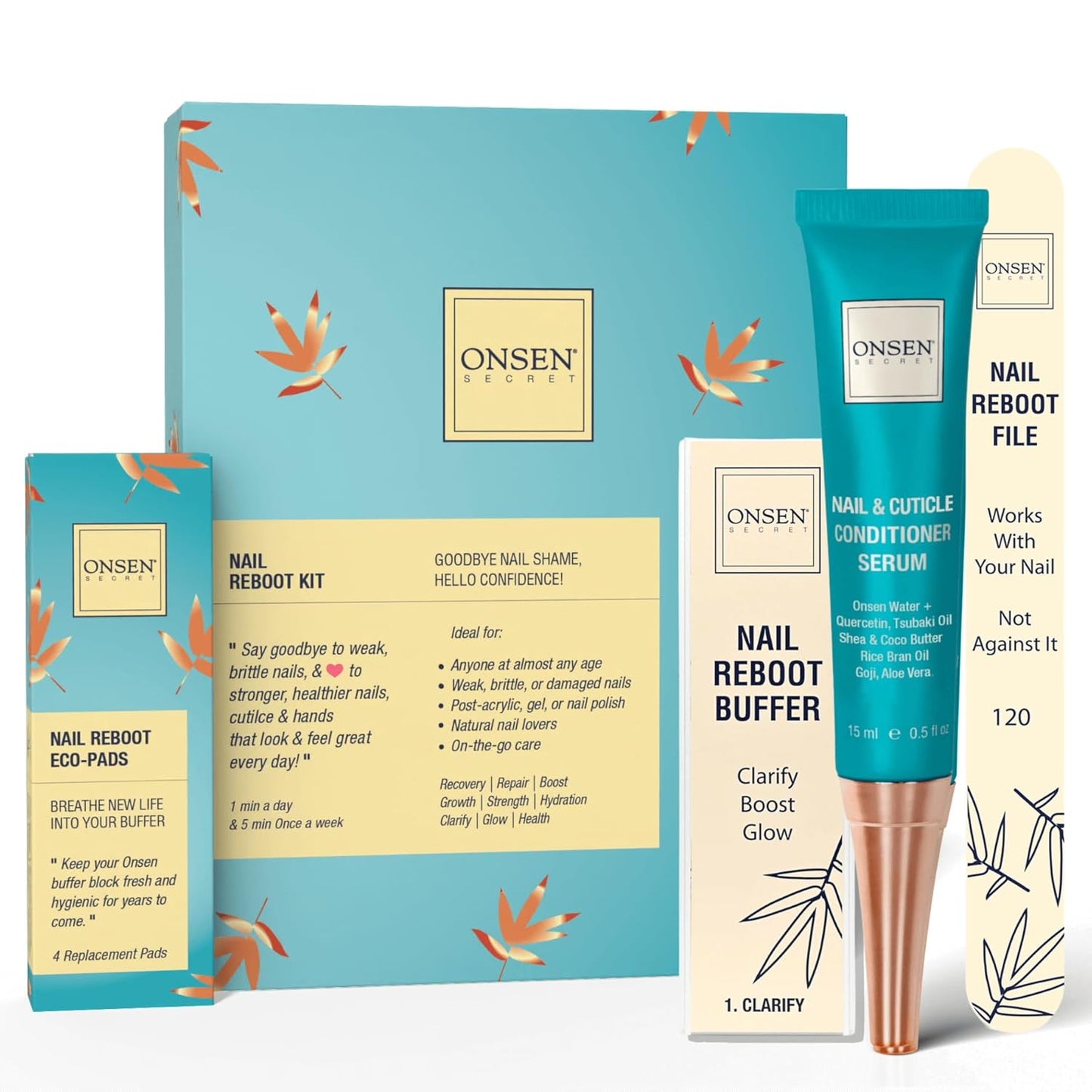 Nail Care Kit - W/Cuticle Care Serum, Japanese Nail Buffer and Shine Kit - Strengthening & Shining - Spa-Quality Manicure - Organic Ingredients - Long-Lasting Shine - Easy & Safe - 1Pk