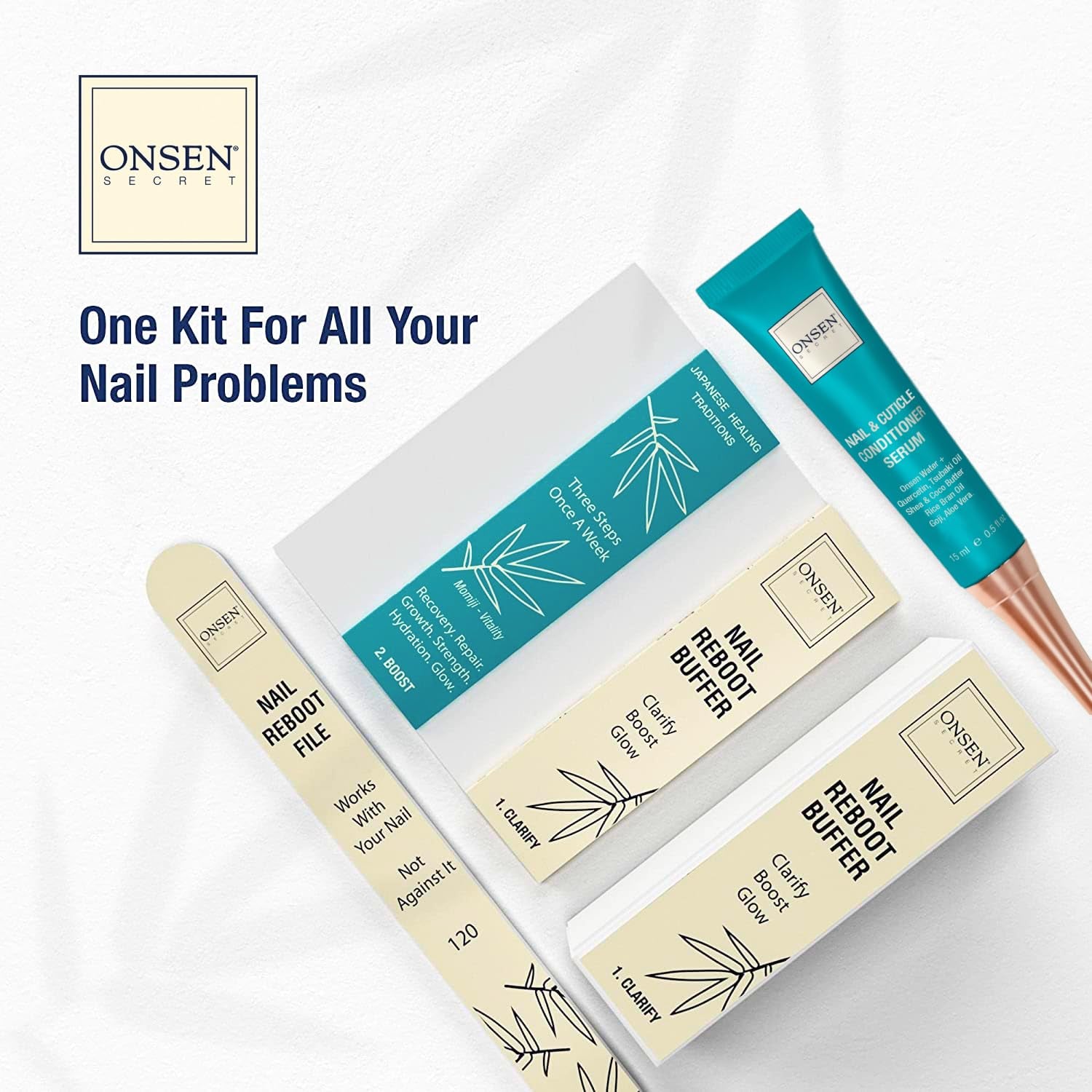 Nail Care Kit - W/Cuticle Care Serum, Japanese Nail Buffer and Shine Kit - Strengthening & Shining - Spa-Quality Manicure - Organic Ingredients - Long-Lasting Shine - Easy & Safe - 1Pk